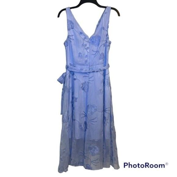 DKNY Women’s Blue Faux Wrap Midi Dress Size 10 - Picture 3 of 8